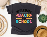 Welcome Back To School Pencils Hearts in Graphite Comfort Colors 1717 tee