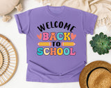 Welcome Back To School Pencils Hearts in Violet Comfort Colors 1717 tee