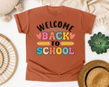 Welcome Back To School Pencils Hearts in Yam Comfort Colors 1717 tee