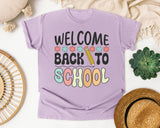 Welcome Back To School Flowers Pencil in Orchid Comfort Colors 1717 tee