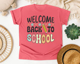 Welcome Back To School Flowers Pencil in Watermelon Comfort Colors 1717 tee
