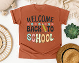Welcome Back To School Flowers Pencil in Yam Comfort Colors 1717 tee