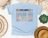 Welcome Back To School Stacked Retro in Chambray Comfort Colors 1717 tee