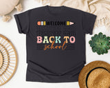 Welcome Back To School Stacked Retro in Graphite Comfort Colors 1717 tee