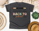Welcome Back To School Stacked Retro in Pepper Comfort Colors 1717 tee