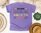 Welcome Back To School Stacked Retro in Violet Comfort Colors 1717 tee