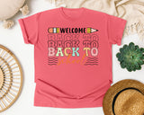 Welcome Back To School Stacked Retro in Watermelon Comfort Colors 1717 tee