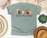Teacher Teach Love Inspire Watercolor in Bay Comfort Colors 1717 tee