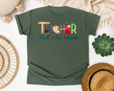 Teacher Teach Love Inspire Watercolor in Moss Comfort Colors 1717 tee