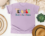 Teacher Teach Love Inspire Watercolor in Orchid Comfort Colors 1717 tee