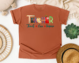Teacher Teach Love Inspire Watercolor in Yam Comfort Colors 1717 tee