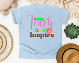 Teach Love Inspire Retro in Chambray Comfort Colors 1717 tee