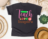 Teach Love Inspire Retro in Graphite Comfort Colors 1717 tee