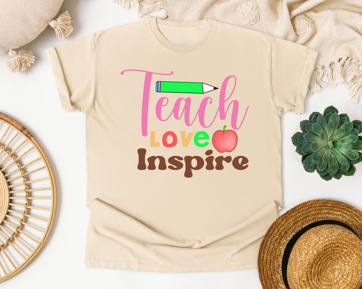 Teach Love Inspire Retro in Ivory Comfort Colors 1717 tee