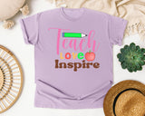 Teach Love Inspire Retro in Orchid Comfort Colors 1717 tee