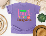 Teach Love Inspire Retro in Violet Comfort Colors 1717 tee