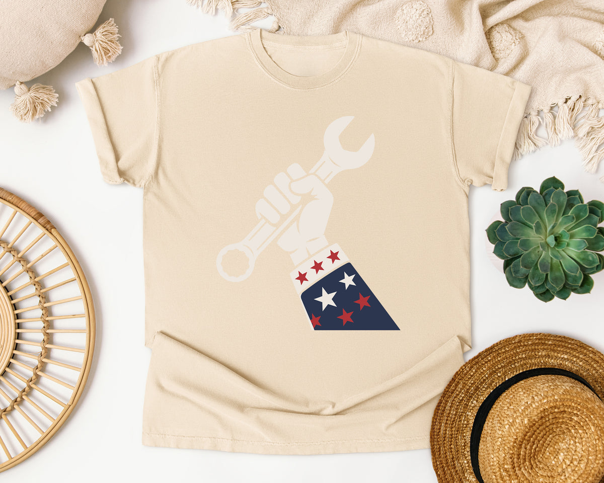 Patriotic Fist Wrench Comfort Colors Shirt