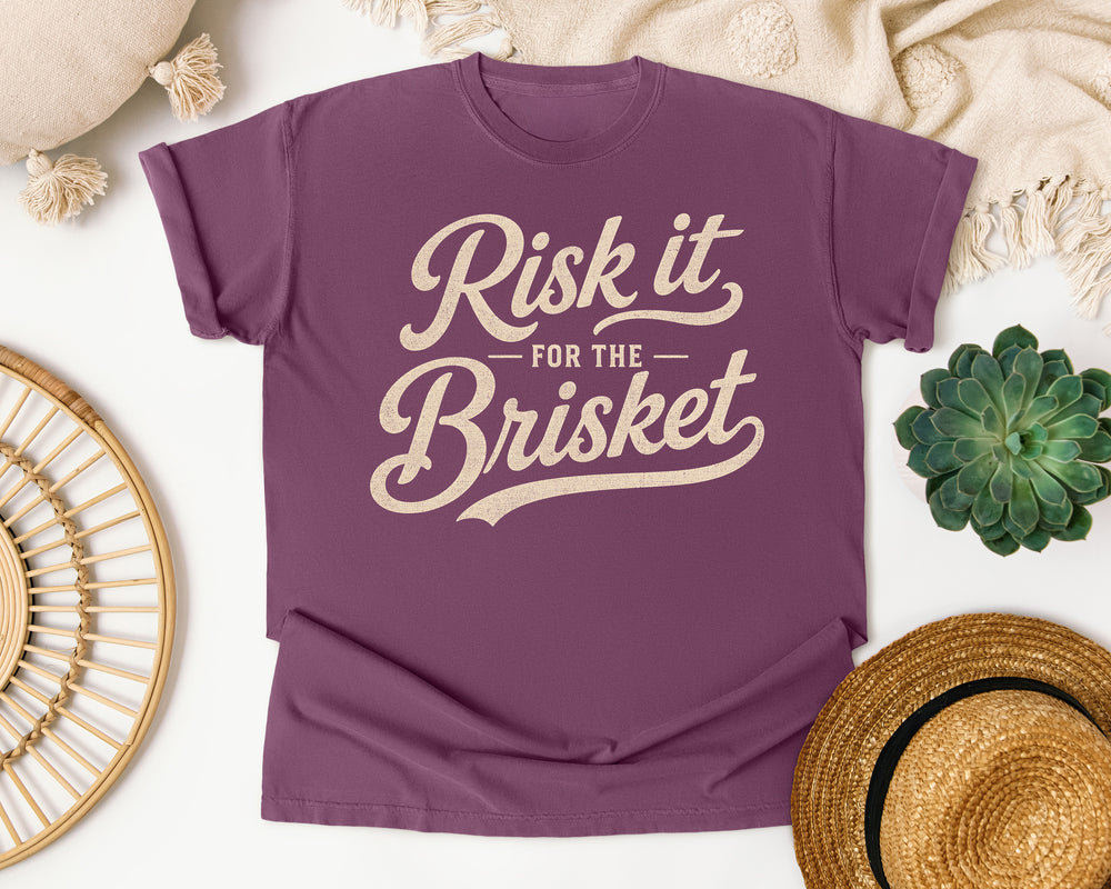 Risk It For The Brisket graphic tee in Berry Comfort Colors 1717