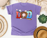 Baseball Dad Glove And Bat graphic tee in Violet
