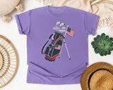 Golf Bag American Flag graphic tee in Violet