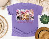 Game Day Football Bows graphic tee in Violet