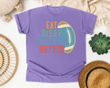 Eat Sleep Football Repeat Retro graphic tee in Violet