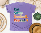 Eat Sleep Football Repeat Stacked graphic tee in Violet