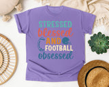 Stressed Blessed And Football Obsessed graphic tee in Violet