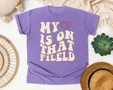 My Heart Is On That Field Groovy graphic tee in Violet