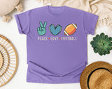 Peace Love Football graphic tee in Violet