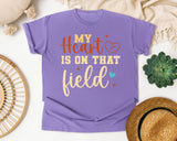 My Heart Is On That Field Gold graphic tee in Violet
