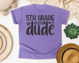 5th Grade Dude White graphic tee in Violet