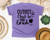Cutest Chick In 2nd Grade Apple graphic tee in Violet
