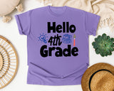 Hello 4th Grade Backpack graphic tee in Violet