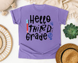 Hello Third Grade Globe graphic tee in Violet