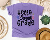 Hello Seventh Grade graphic tee in Violet