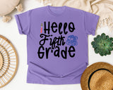 Hello Fifth Grade Backpack graphic tee in Violet