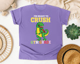 Im Ready To Crush 6th Grade Dino graphic tee in Violet