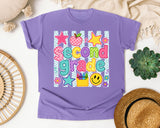 Second Grade Crayons Smiley graphic tee in Violet