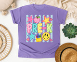 Pre-K Crayons Smiley graphic tee in Violet