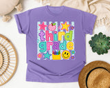 Third Grade Crayons Smiley graphic tee in Violet