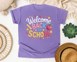 Welcome Back To School Apple Heart graphic tee in Violet