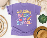 Welcome Back To School Sparkle graphic tee in Violet