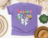 Second Grade Paper Bow graphic tee in Violet