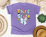 Third Grade Paper Bow graphic tee in Violet