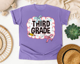 Third Grade Scallop Bow graphic tee in Violet