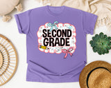 Second Grade Scallop Bow graphic tee in Violet