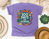 100 Days Of School Supplies Circle graphic tee in Violet