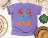 Peace Out 4th Grade Orange graphic tee in Violet