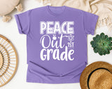 Peace Out 1st Grade White graphic tee in Violet